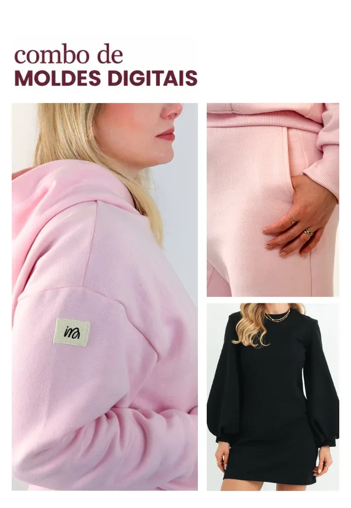 Molde Digital – Combo Calça Lili + Moletom Vitória + Vestido Maia — foto 1