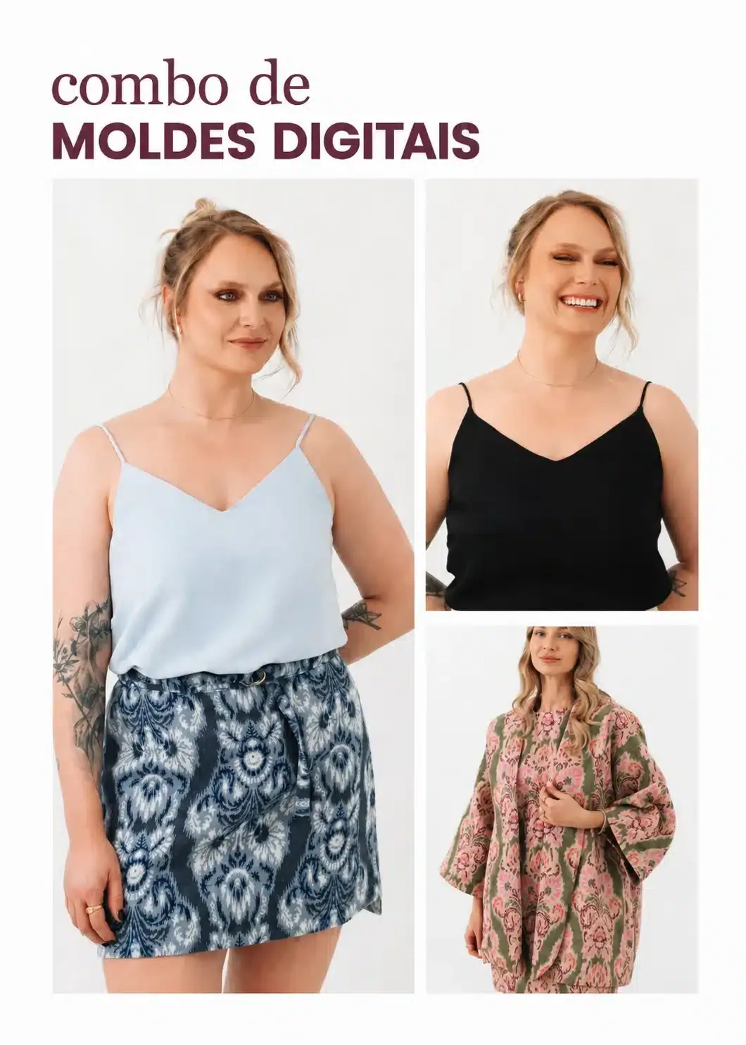 Molde Digital – Combo Saia Hera + Regata Helena + Kimono Atena — foto 1
